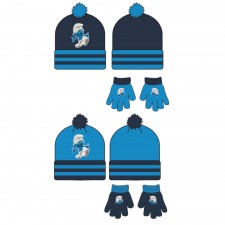 GORRO Y GUANTES DE LOS PITUFOS AZUL